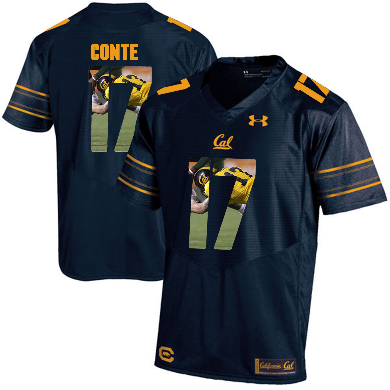 Men California Golden Bears #17 Chris Conte Dark blue Customized NCAA Jerseys1